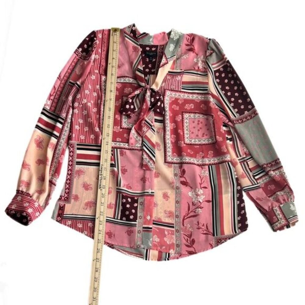 Talbots Patchwork Print Button Down Pink Cotton L… - image 4
